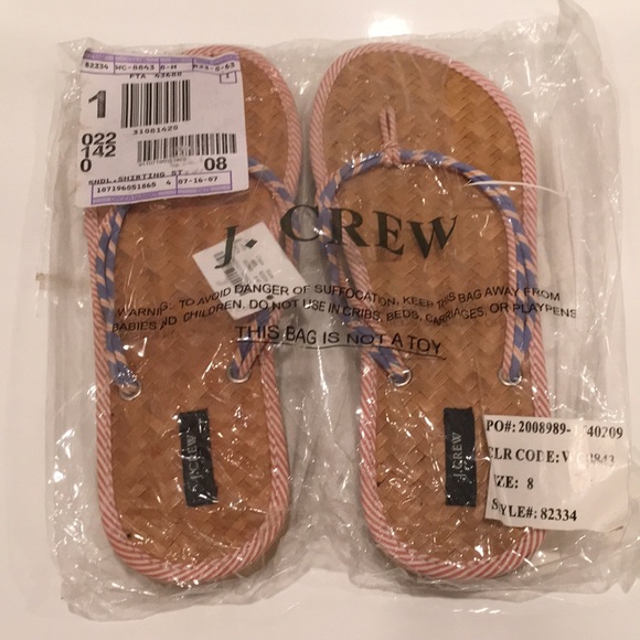 J Crew Sandals Size 8 NWT "Shirting Stripe" Style - Picture 2 of 11